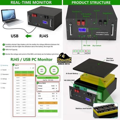 OEM 51.2V 15Kwh солнечный инвертор LFP4 LiFePO4 аккумуляторный пакет 48V 300Ah для параллельного Max 32 параллельного