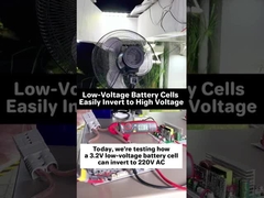 3.2V→220V тест: Инвертор MPPT обрабатывает высокий стартовый ток вентилятора.