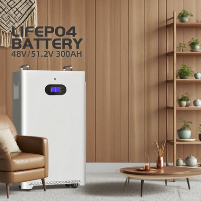 51.2V 300Ah Wall-mounted LiFePO4 Battery Solar Storage System, 15kWh, 10-Year Warranty, APP Monitoring, 8000+ Cycles, CE/RoHS